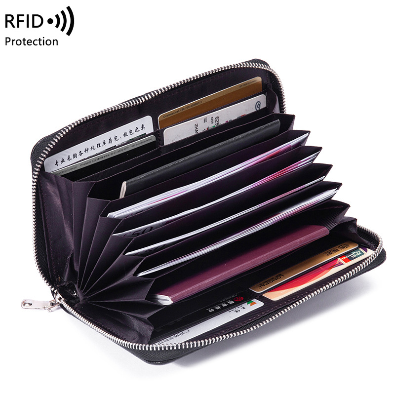 Picture of Wallet leather new RFID litchi pattern long Passbook bag multi-functional ID bag large capacity clutch