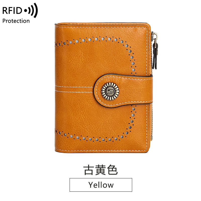 Picture of Wallet Women's Fashion Cross-Border Rfid Anti-Magnetic Wallet Short Zipper Buckle Wallet European and American New Large Capacity Women