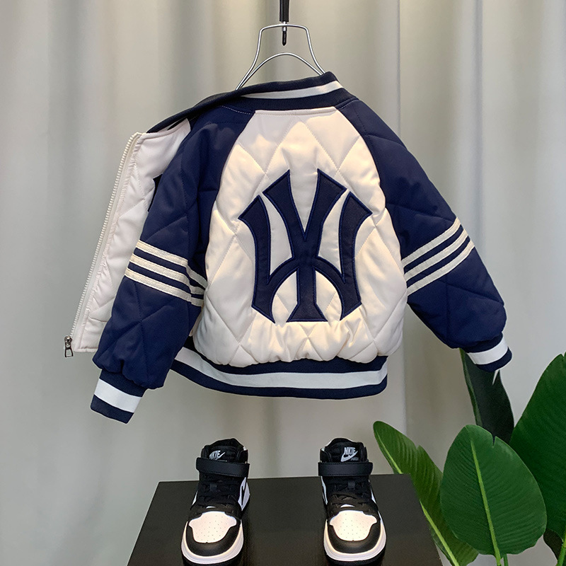 Picture of Boys' quilted jacket two-cotton spring and autumn children's thin velvet cotton-padded jacket 24 new boys' clothes boys' autumn baseball uniform