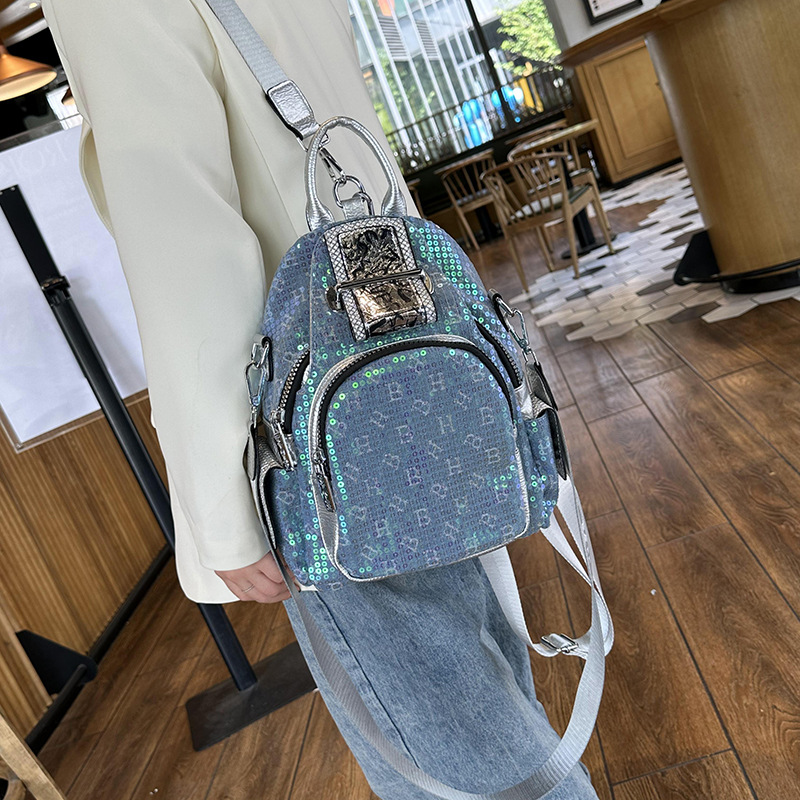 Picture of Western Sequined Fashion Backpack for Women 2025 New Style Versatile Backpack Niche Multi-Purpose Wideband Crossbody Bag Trendy