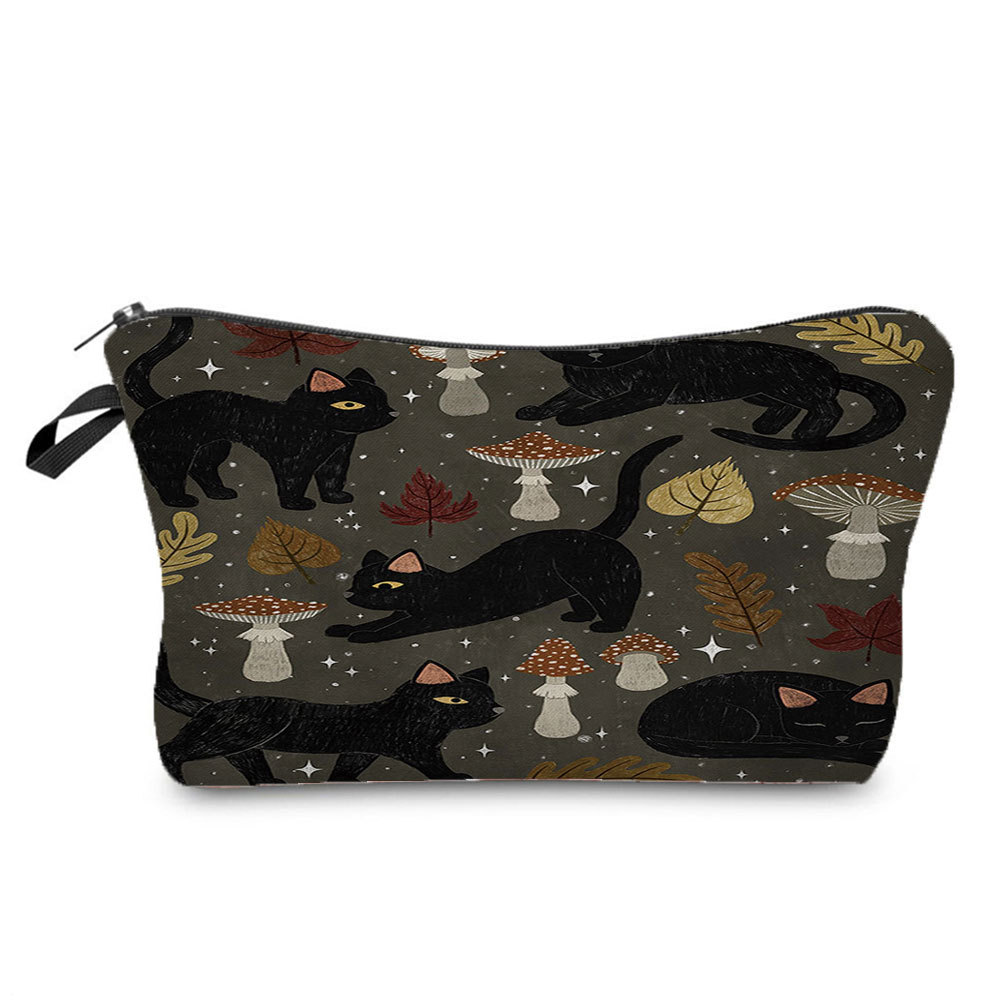 Picture of 2022 creative small portable storage bag multi-functional pencil bag set cute cat Group printing cosmetic bag
