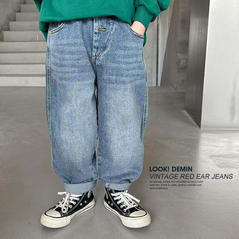 Boys Jeans Spring and Autumn 2023 New Handsome Fashionable Autumn Trousers Children's Autumn Trousers Harajuku New