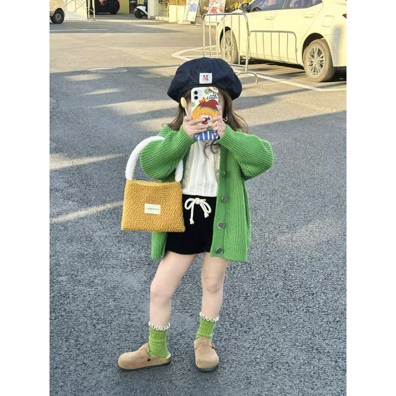 Picture of [Ready Stock] Korean Kidsren's Clothing Spring & Fall Girls' Knitwears Baby Girl's Green Outwear Kidsren's Tops Knitwears