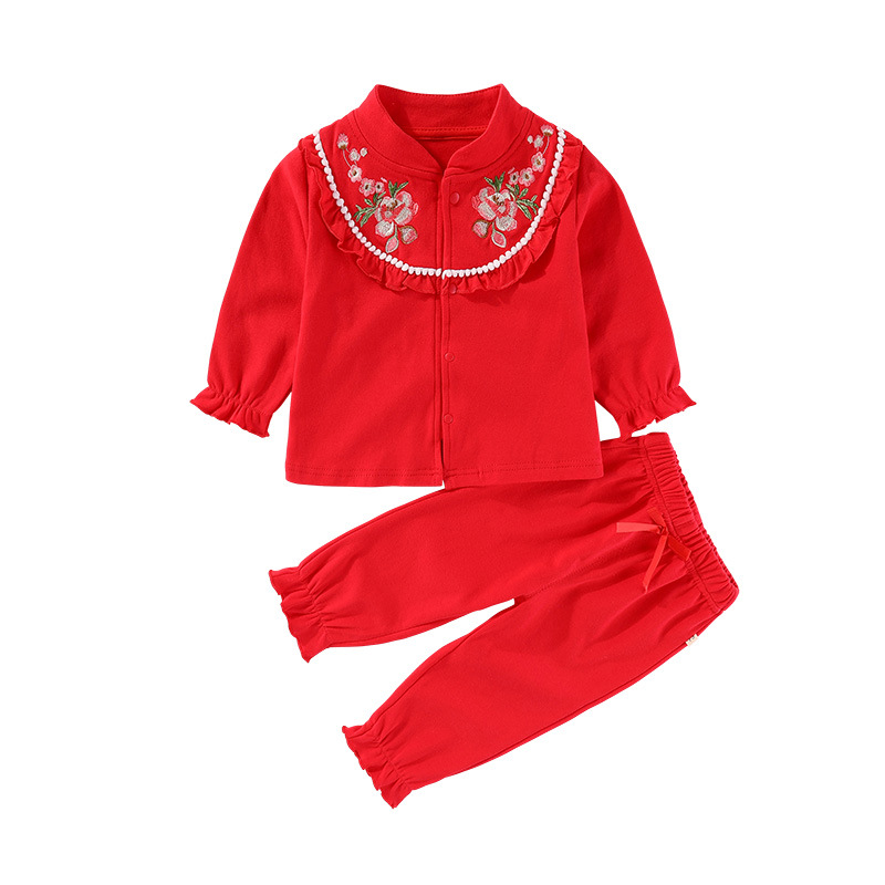 Picture of Girl Baby 1-2 Year Old Dress Spring Suit Summer and Autumn Clothes Baby New Year Clothes New Year Full Moon Hundred Days Clothes