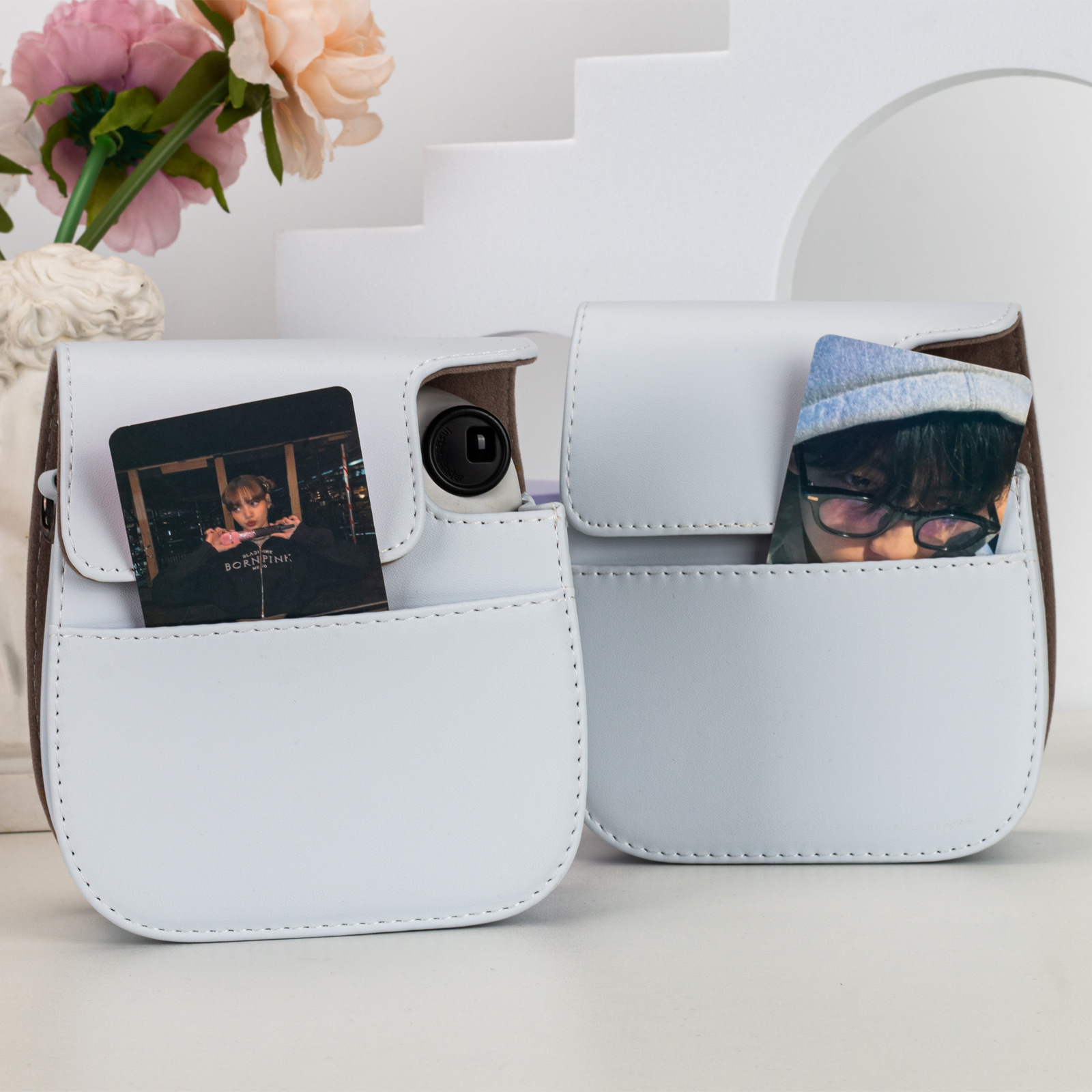 Picture of Suitable for Polaroid mini12/11/8/9 camera solid color bow storage bag can store photos slung