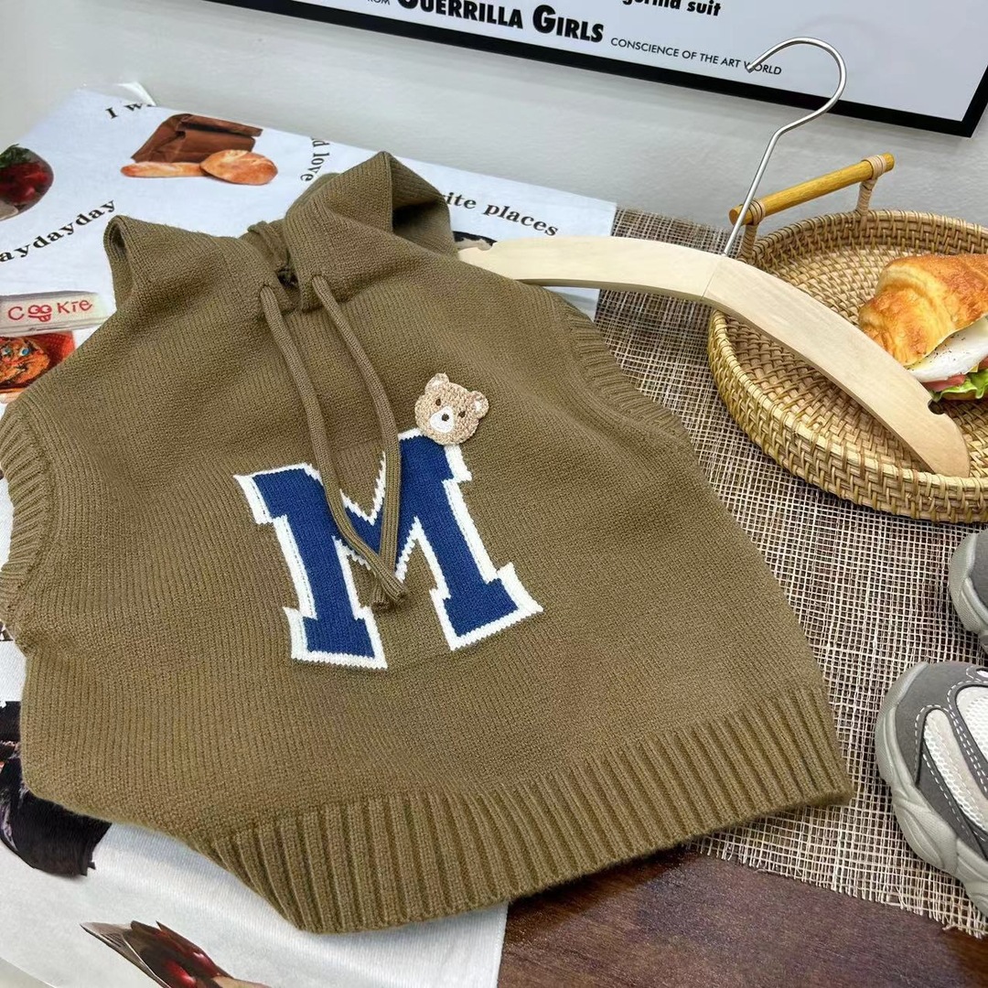 Picture of Boys and Girls Knitted Vest Hoodie Spring, Autumn and Winter Children's Pullover Sweater Vest Wearing Baby's Wool Waistcoat