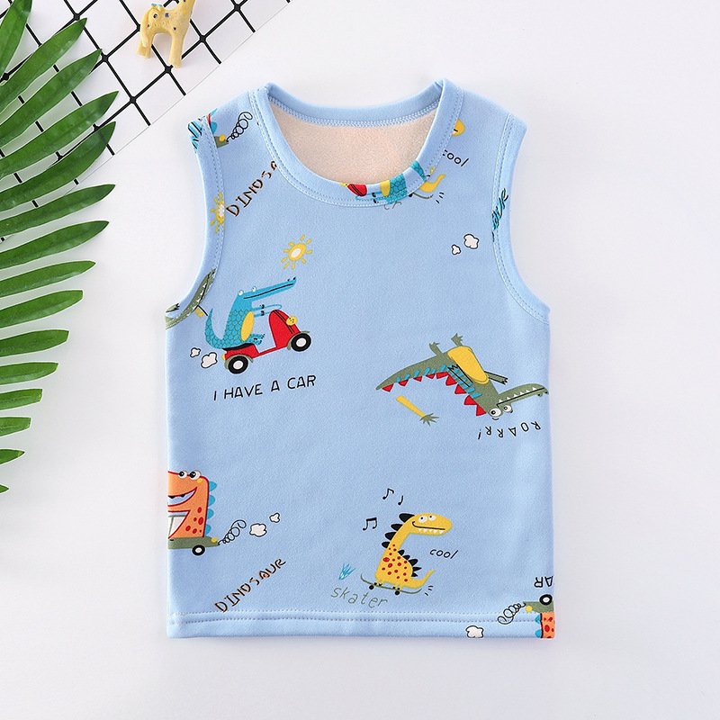 Picture of Children's fleece-lined Vest for Autumn and Winter 2024 Boys and Girls Thickened Warm Base Vest Children's Vest Baby Sleeveless Corner