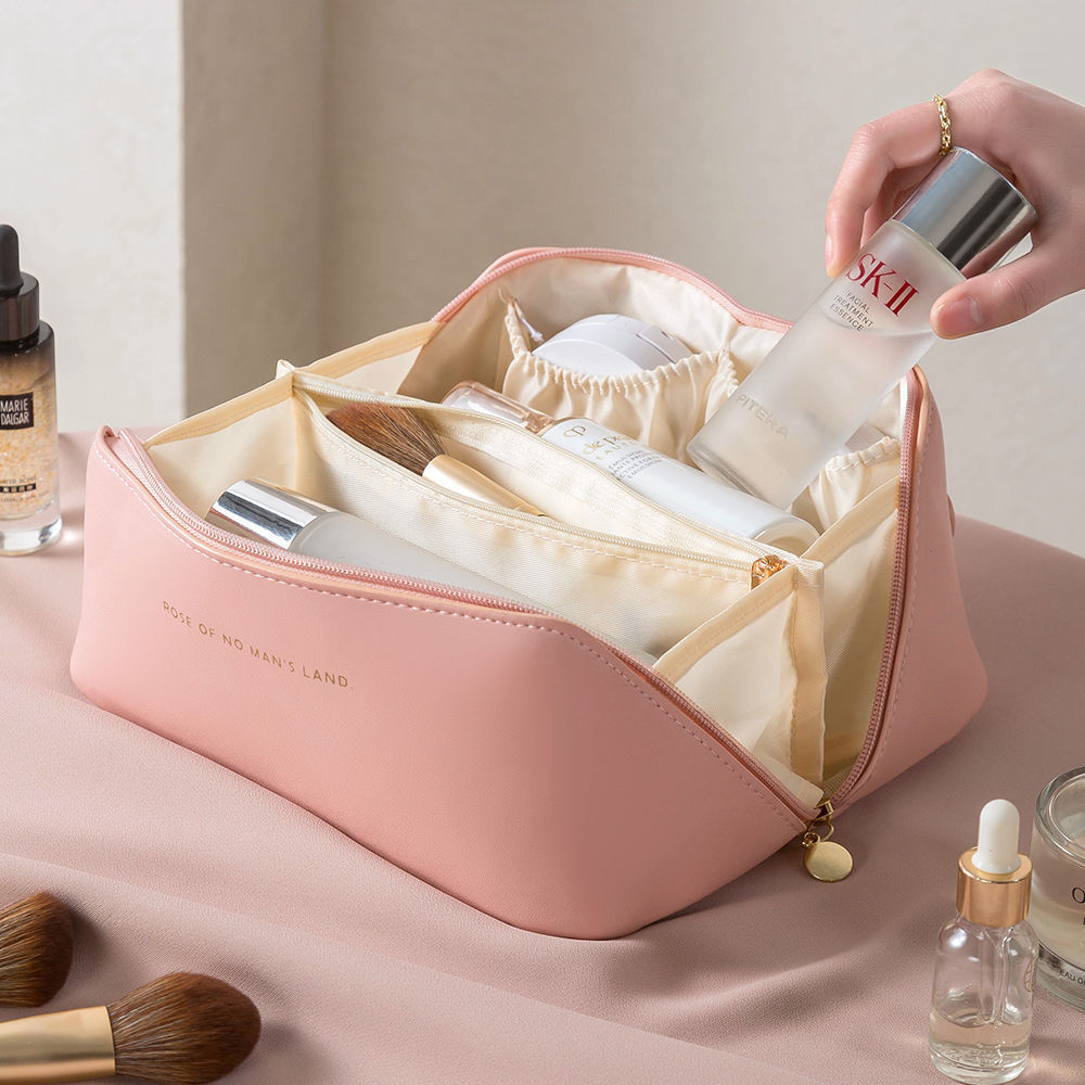 Picture of Organ pillow bag PU leather Net red cosmetic bag ins multi-layer wash bag travel portable portable storage bag