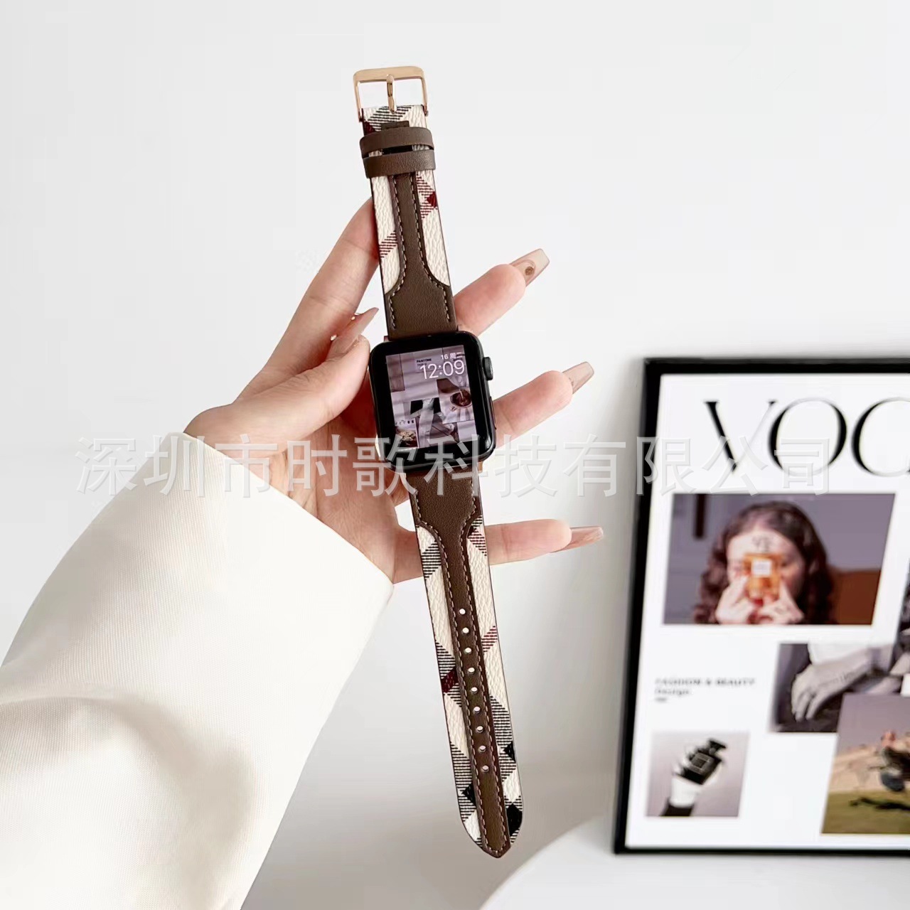 Picture of for apple watch strap genuine leather burberry appleiwatch10Ultra49MM strap wholesale factory