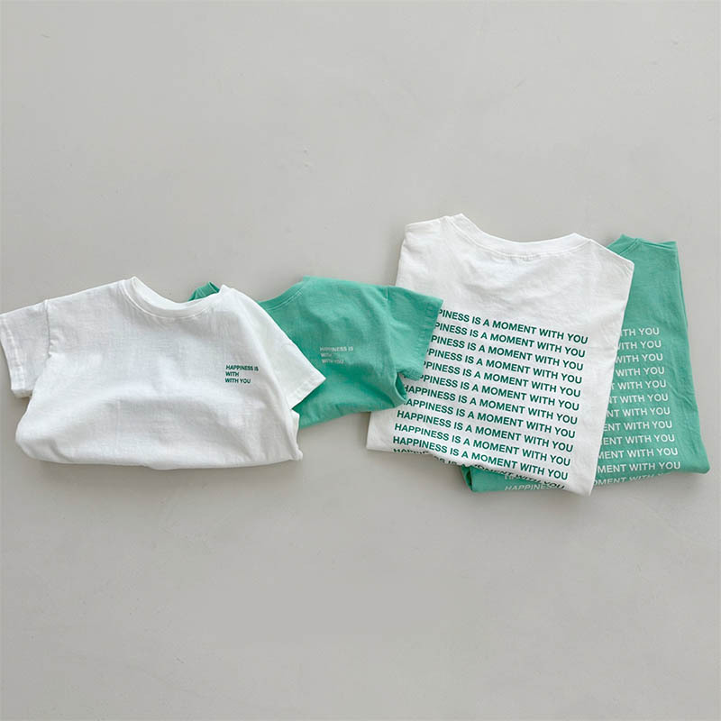Ins Korean Style Summer New Parent-child Top Loose Fashion Cool Parent-child Top Casual Letter Short-sleeved T-shirt