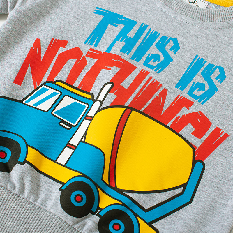 Picture of 2025 Children's New Autumn and Winter Baby Car Letter Printed Cotton Sweatshirt Boys Pullover Dropshipping