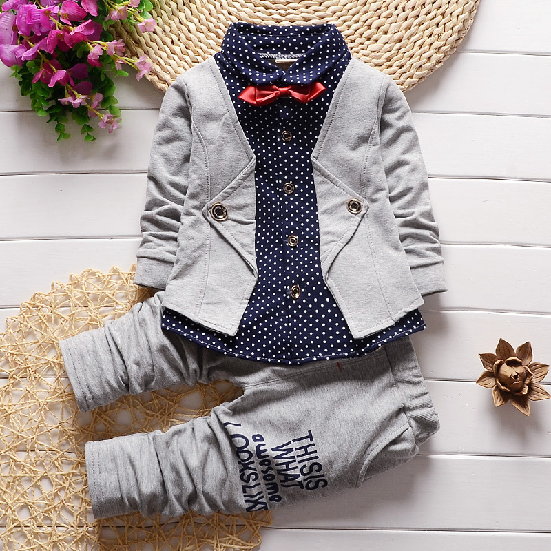 Picture of AliExpress spring and autumn fake three-piece casual Children suit 0-4 years old cartoon printed suit collar fashion