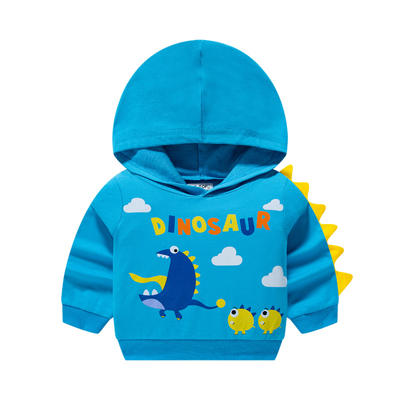 Picture of 2025 Kidsren's Clothing Autum New Kidsren's Hooded Cartoon Dinosaur Sweatshirt Pure Cotton Boy Baby Knitted Pullover Trendy
