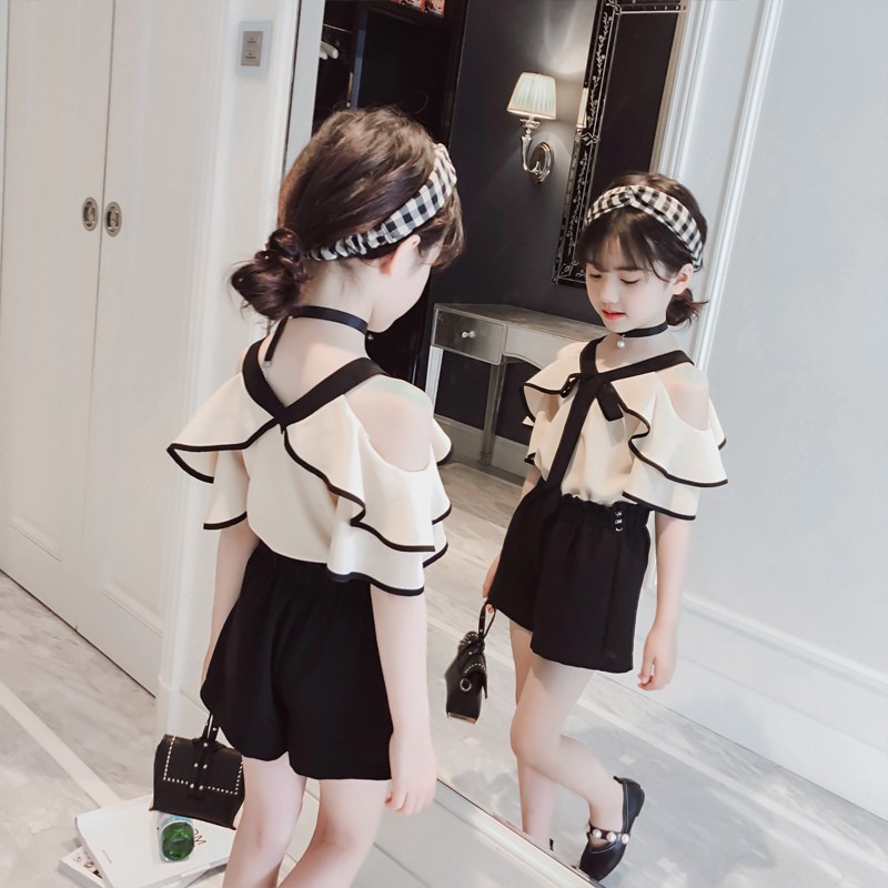 Girls' Fashionable Summer Outfit Korean Style Chiffon Trendy Children's Summer 2025 New Casual