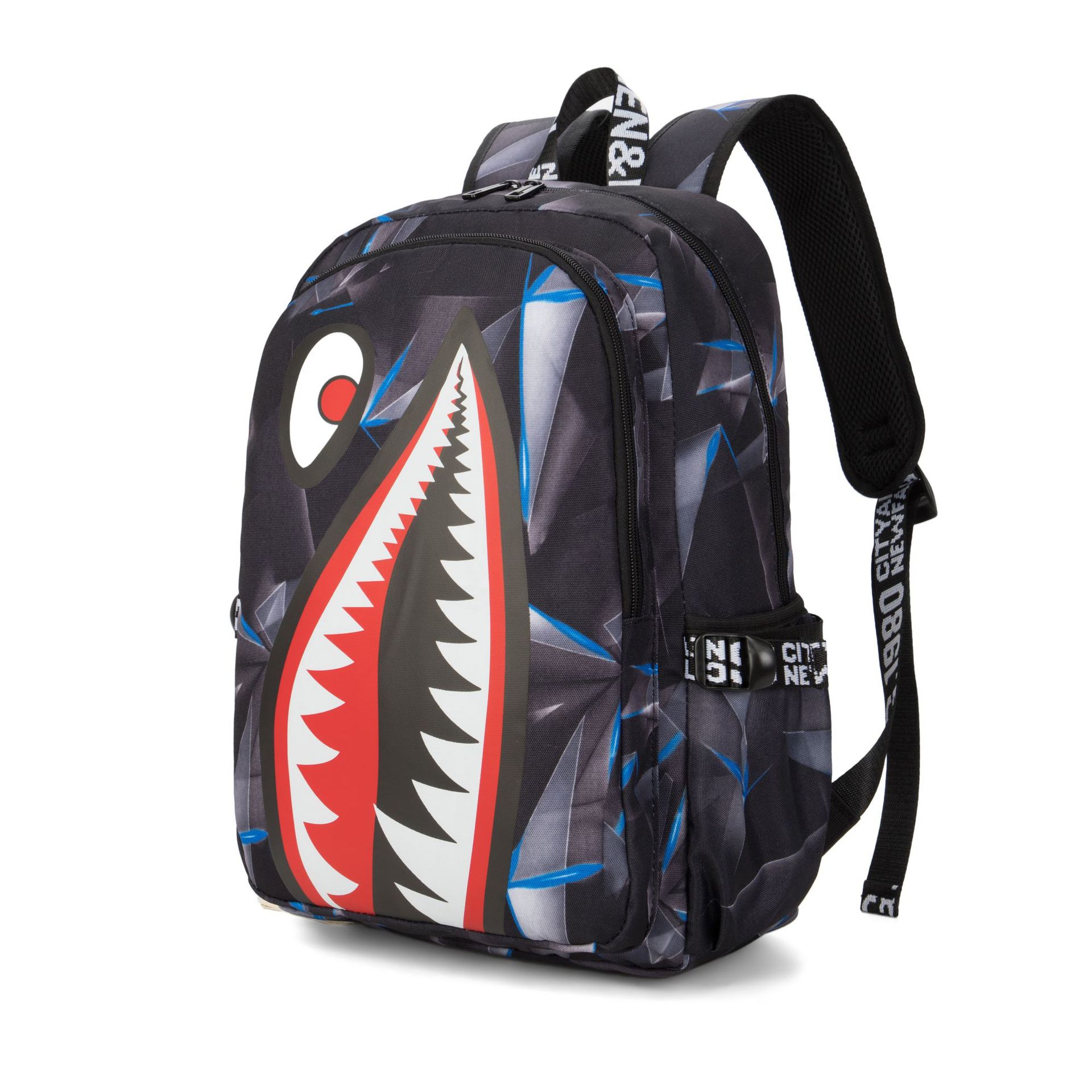 Picture of Cross-border Oxford Shark Schoolbag Primary School Grade 4, 5 and 6 Large Capacity Backpack Personalized Simple Backpack for Men