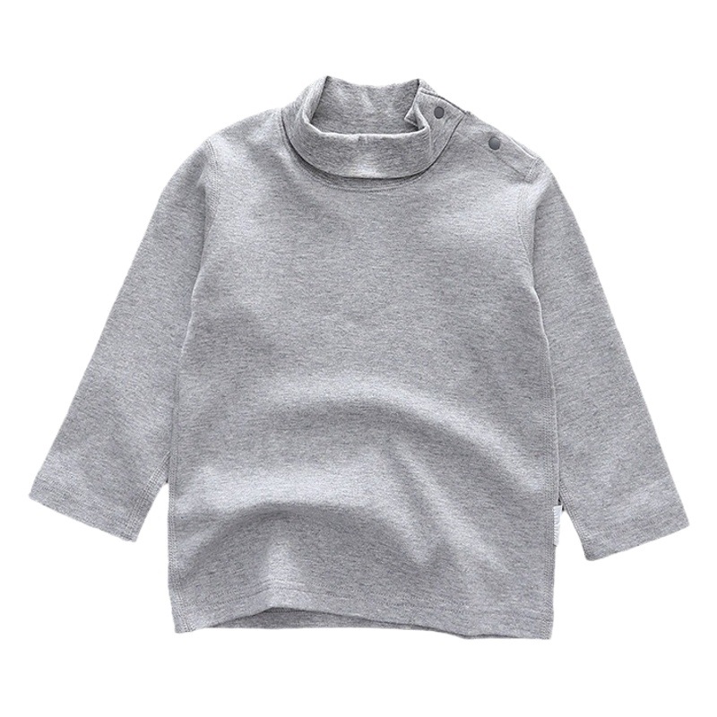 Distribution generation children's high-collar shirt all-match bottoming T-shirt export Japanese autumn and winter brushed fluffy pattern boys