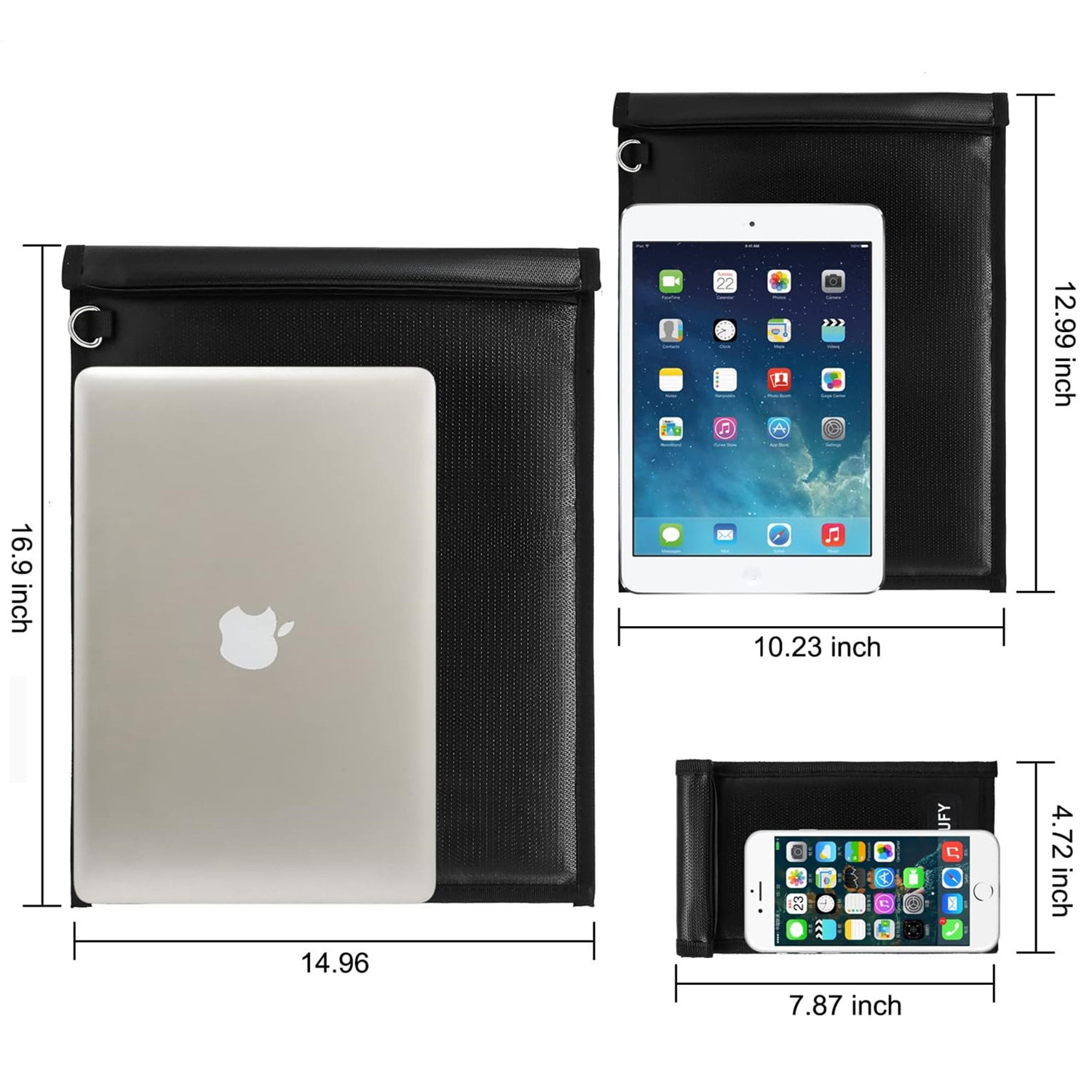 Picture of New Three-Piece Rfid Laptop Tablet Faraday Cage Key Protector Fireproof and Waterproof Shielding Bag