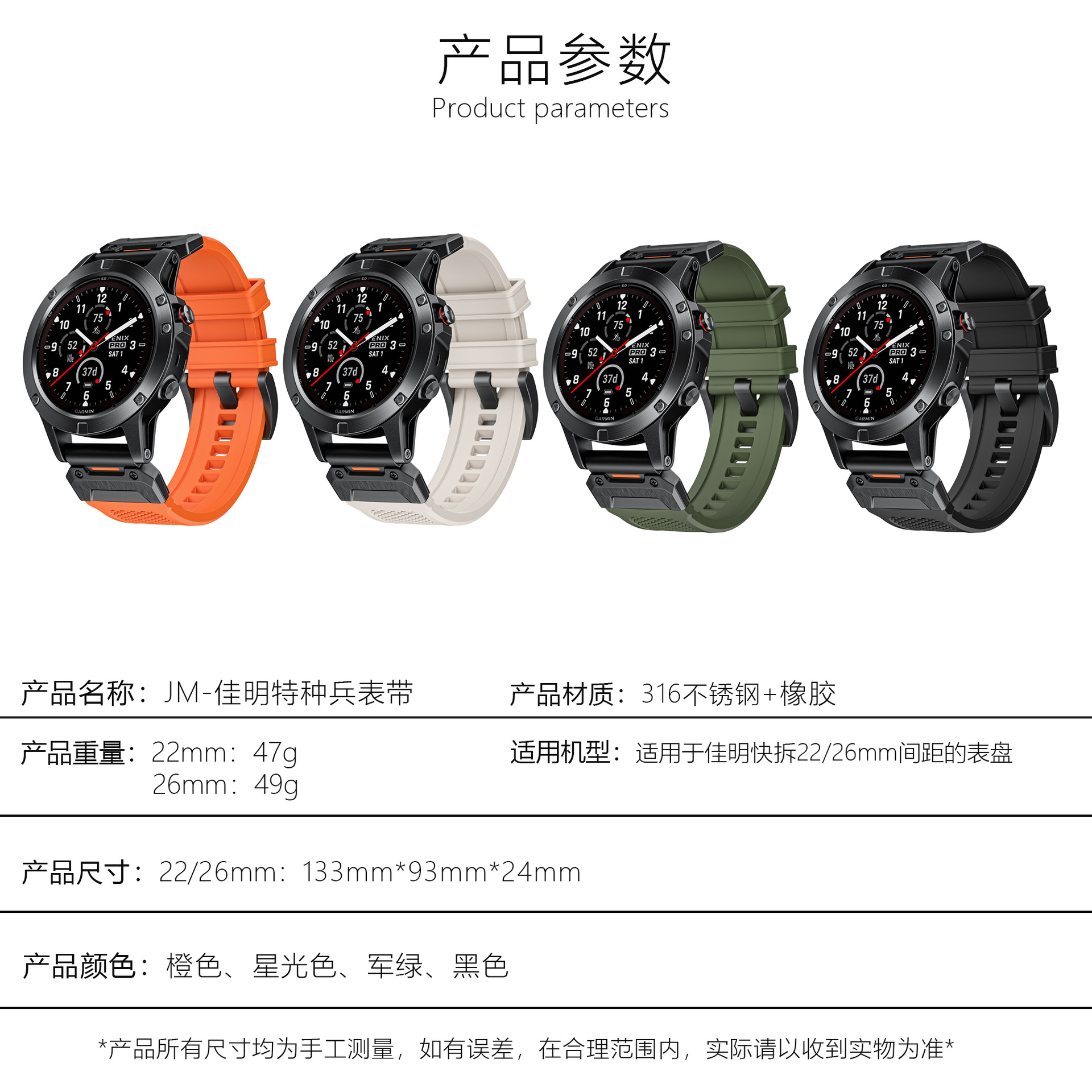 Picture of Suitable for Jiaming Watch Special Forces Strap Two Sections 22MM/26mm Stainless Steel Rubber Quick Disassemble Strap Wholesale