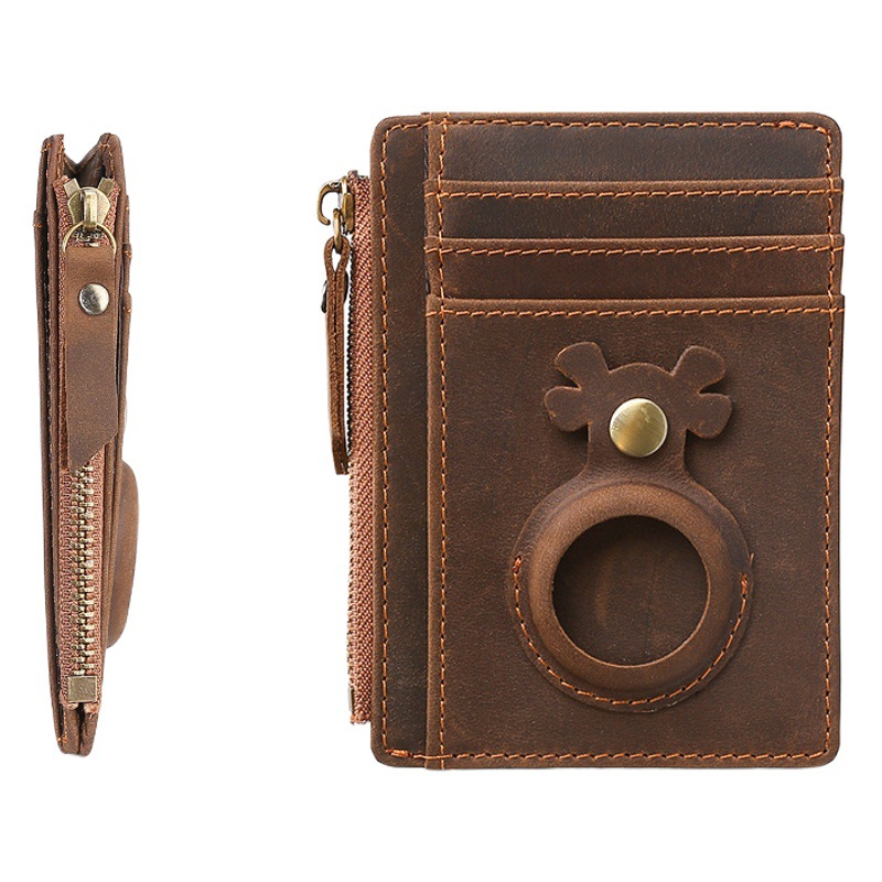 Amazon Apple Tracking Locator Leather Card Holder European and American Anti-theft RFID Protection Card Holder Card Holder Cowhide Wallet
