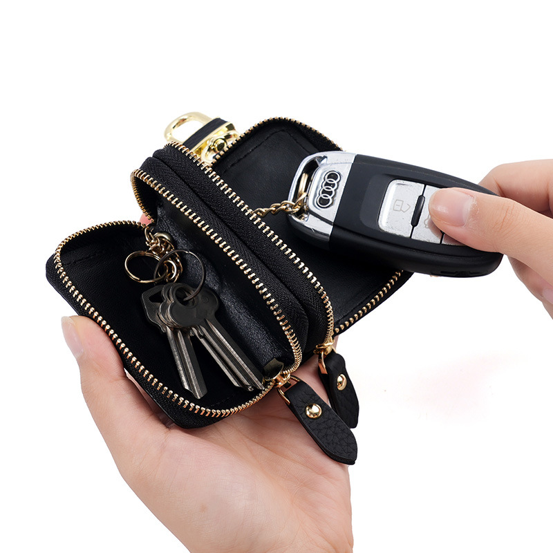 Picture of New double-layer key bag leather car key cover men's and women's first layer cowhide key bag copper hardware key chain