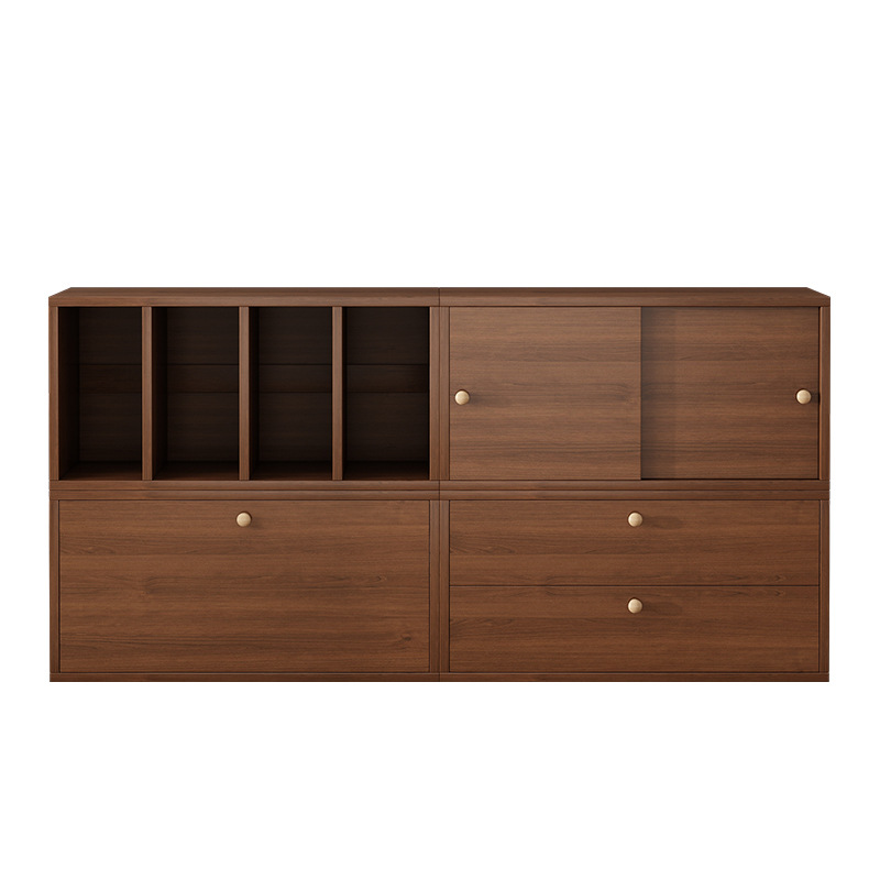 Picture of Solid Wood Bookcase Grid Cabinet Home Floor-Standing Storage Cabinet Living Room Free Combination Cabinet Multi-Layer Storage Shelf Low Cabinet
