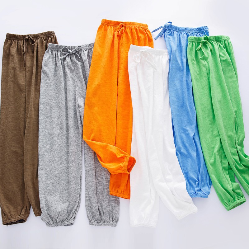 Children's Slub Cotton Bloomers Summer Thin New Children's Wear Children's Cotton Anti-mosquito Pants Baby Sunscreen Trousers