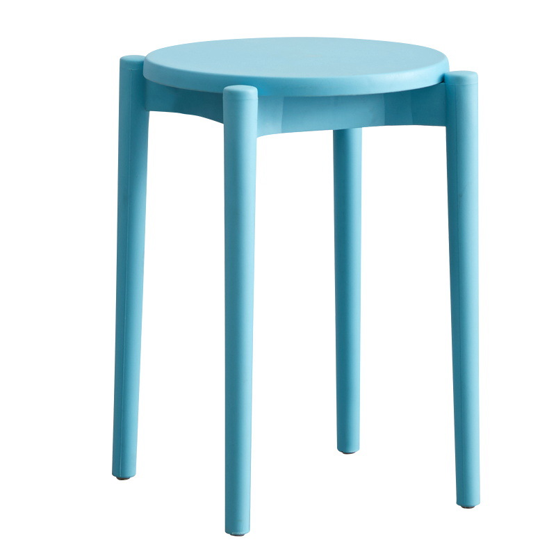 Picture of Plastic round stool home living room stackable stool modern simple color dining table and chair adult cooked plastic bench
