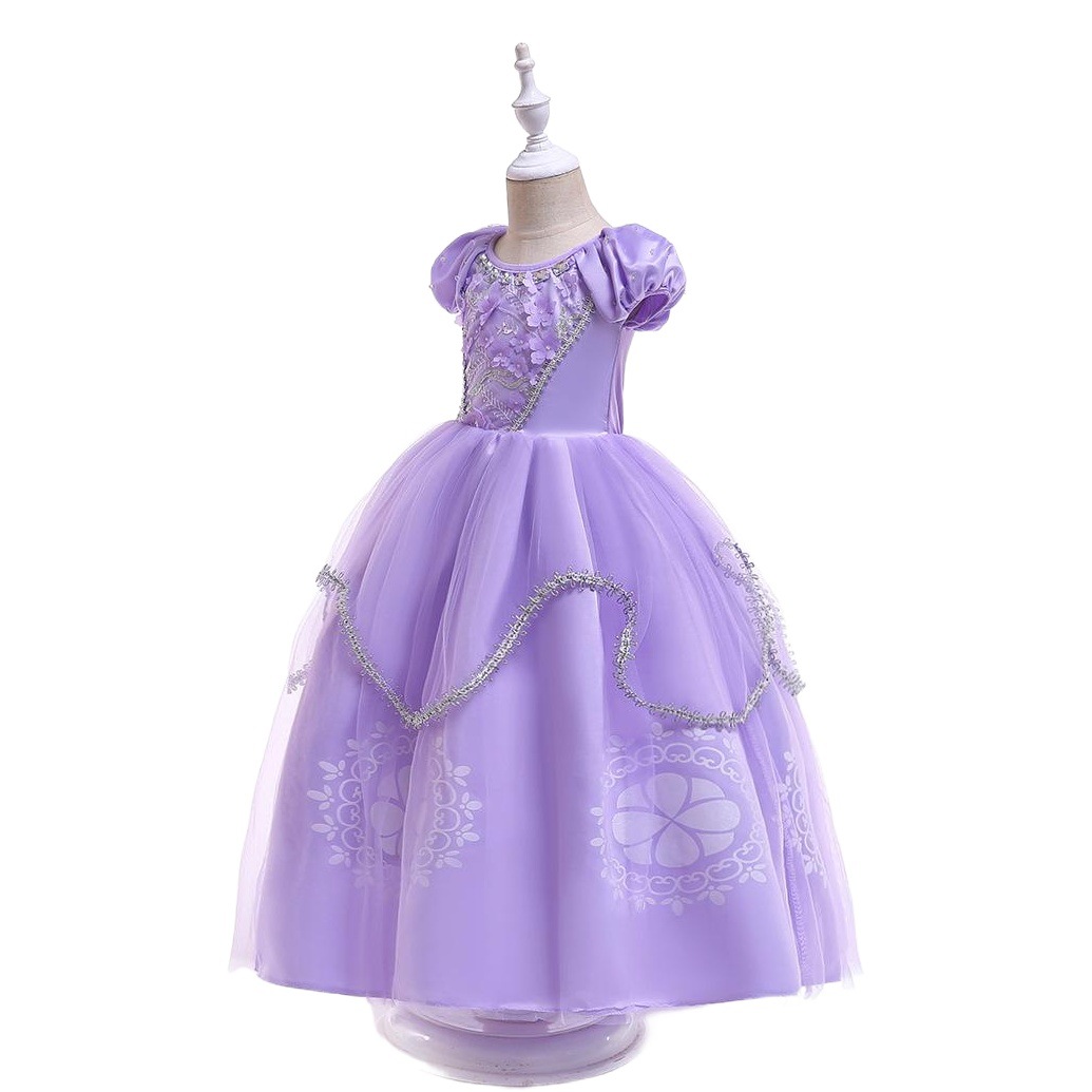 2025 European and American Princess Sofia Dress Girls Children's Day Festival Performance Dress Dress Children's Dress