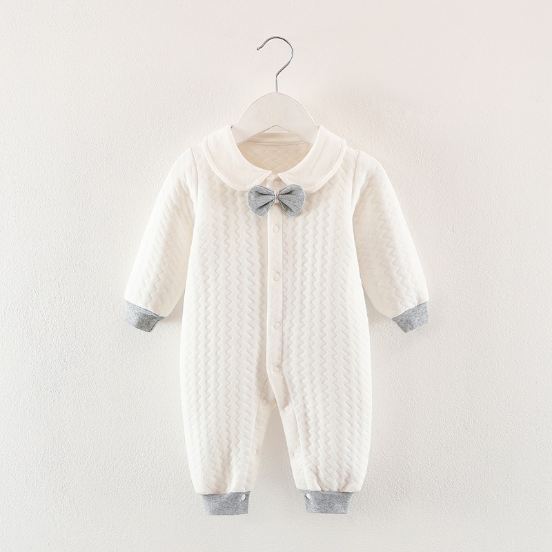 Picture of Baby's one-piece clothes for autumn and winter short-sleeved cotton three-layer warm baby thickened newborn climbing clothes with zipper