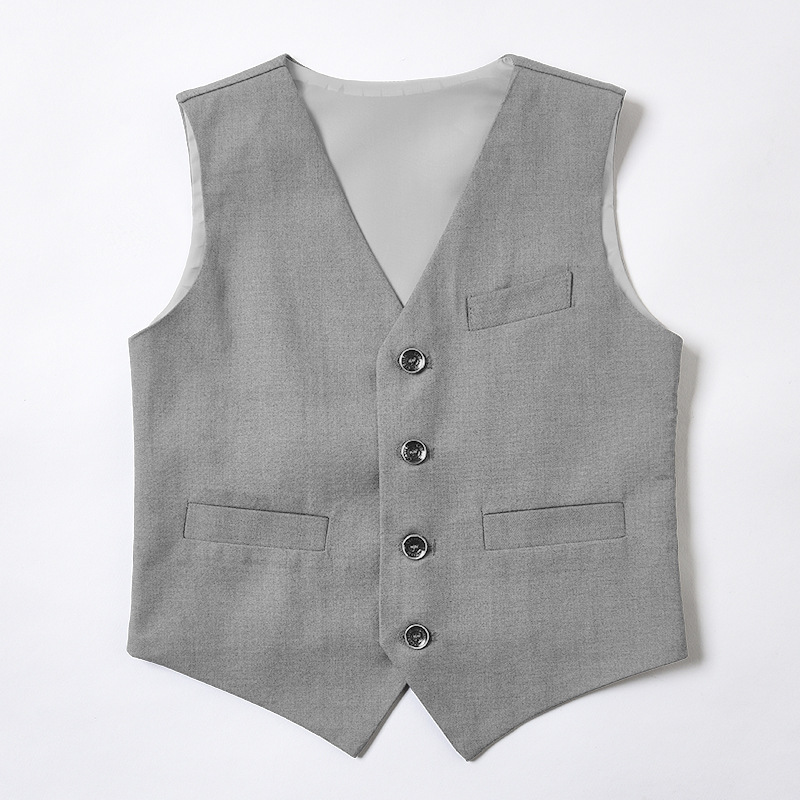 Picture of Children's Black Suit Vest Boy Flower Girl Dress Performance Clothing British Style Pure Color Vest Drop Shipping