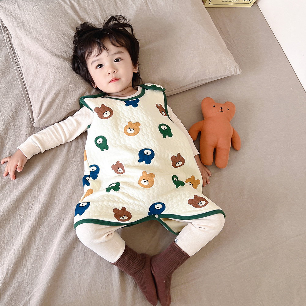 Picture of Children's Nightgown Winter Three-layer Quilted Sleeping Bag Infant Winter One-piece Pajamas Kick-proof Sleeping Bag for Children