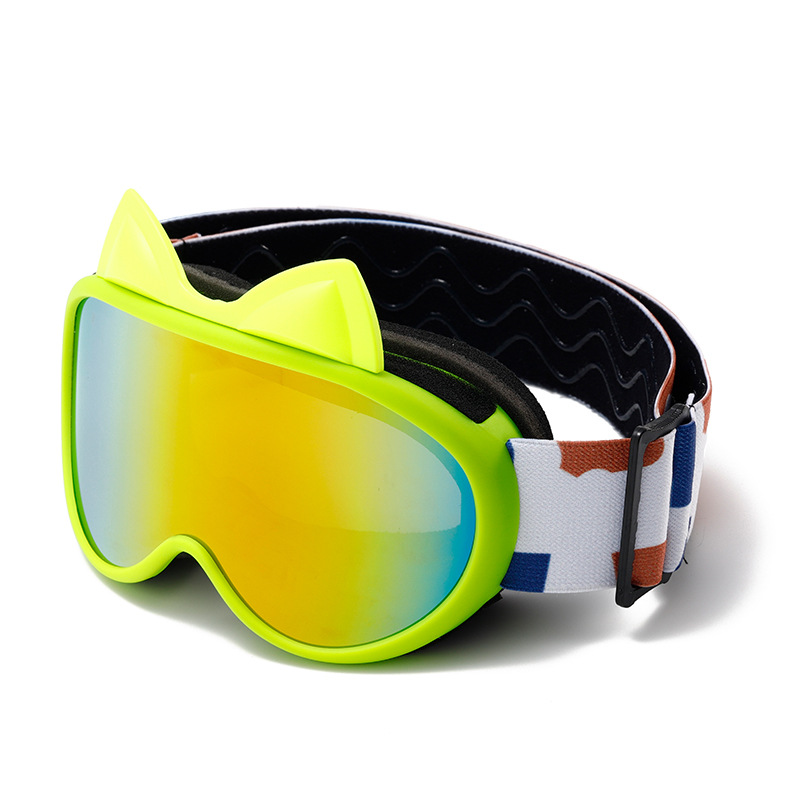 Picture of Big Children's Colorful Cute Rabbit Cat Ears Double Layer Anti-fog Children's Ski Goggles Outdoor Windproof Climbing Eye Glasses