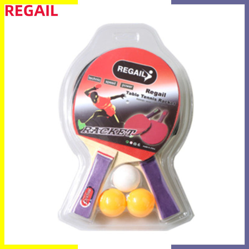Factory Direct Sales Poplar Base Plate Genuine Rubber Foreign Trade Supermarket Kidsren and Adolescents Practice and Entertainment Table Tennis Racket Set
