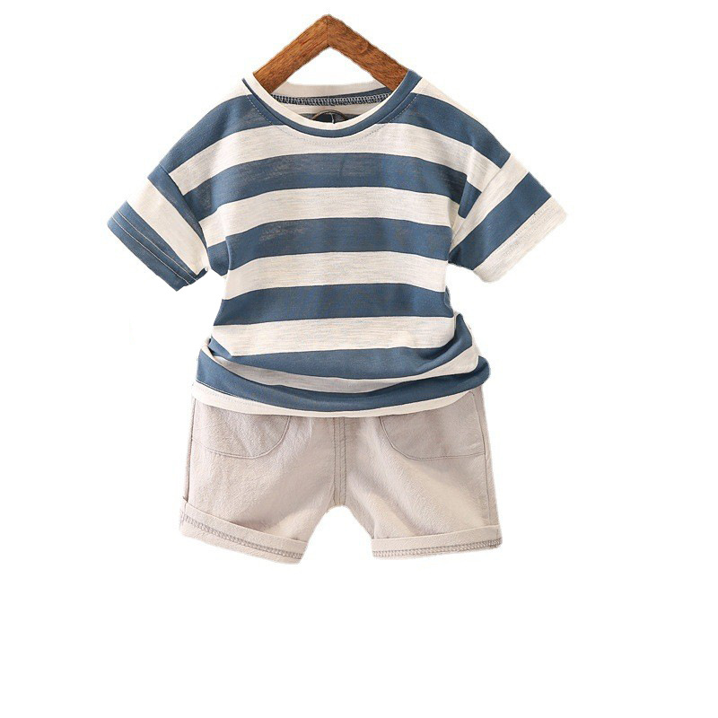 Picture of Boys' suit 2023 New Summer Children's Wide Short-sleeved Two-piece Korean-style Casual Handsome Fashionable Clothes for Boys