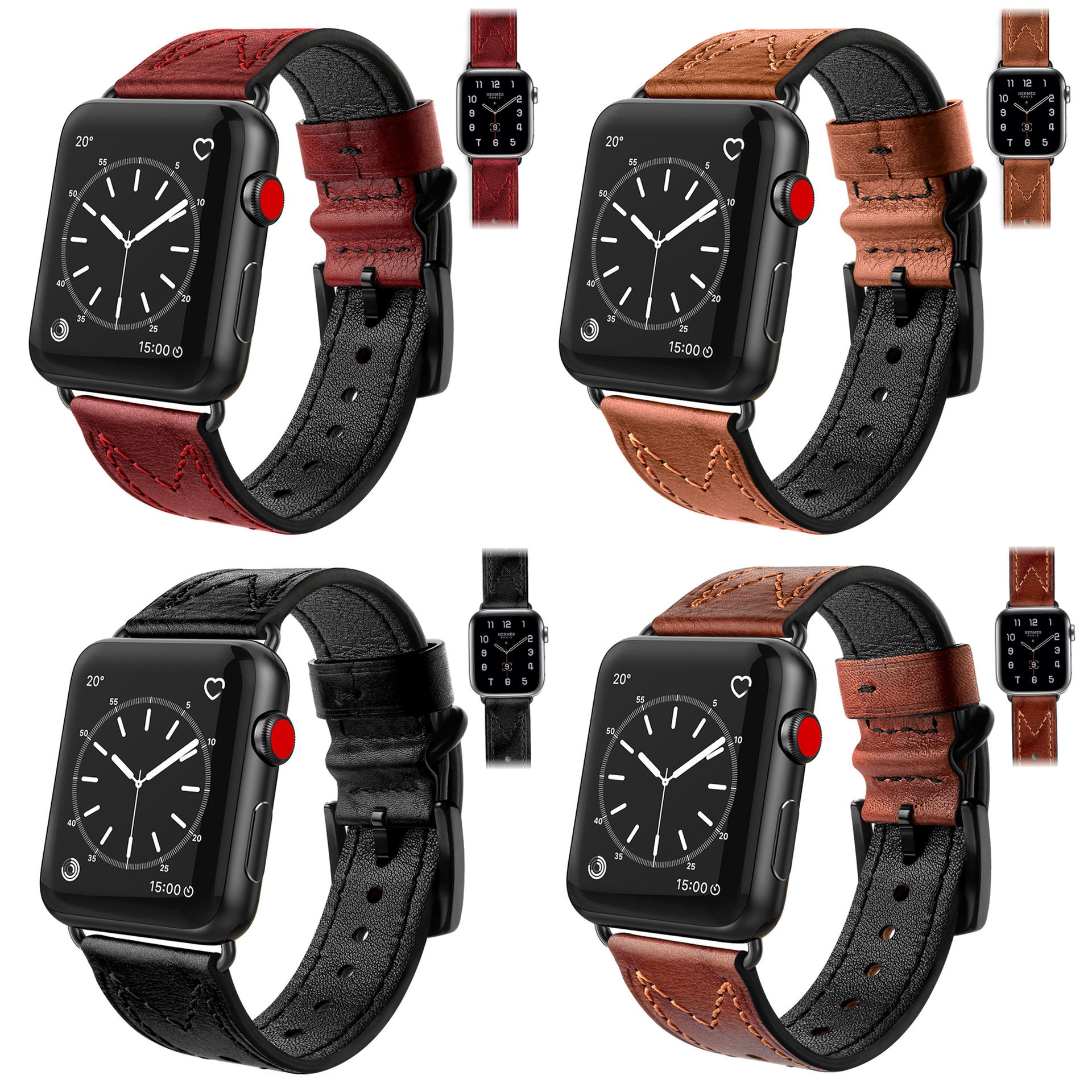 For Apple Watch Strap M Line Leather iwatch109876543ultra2 Watch Strap Wholesale