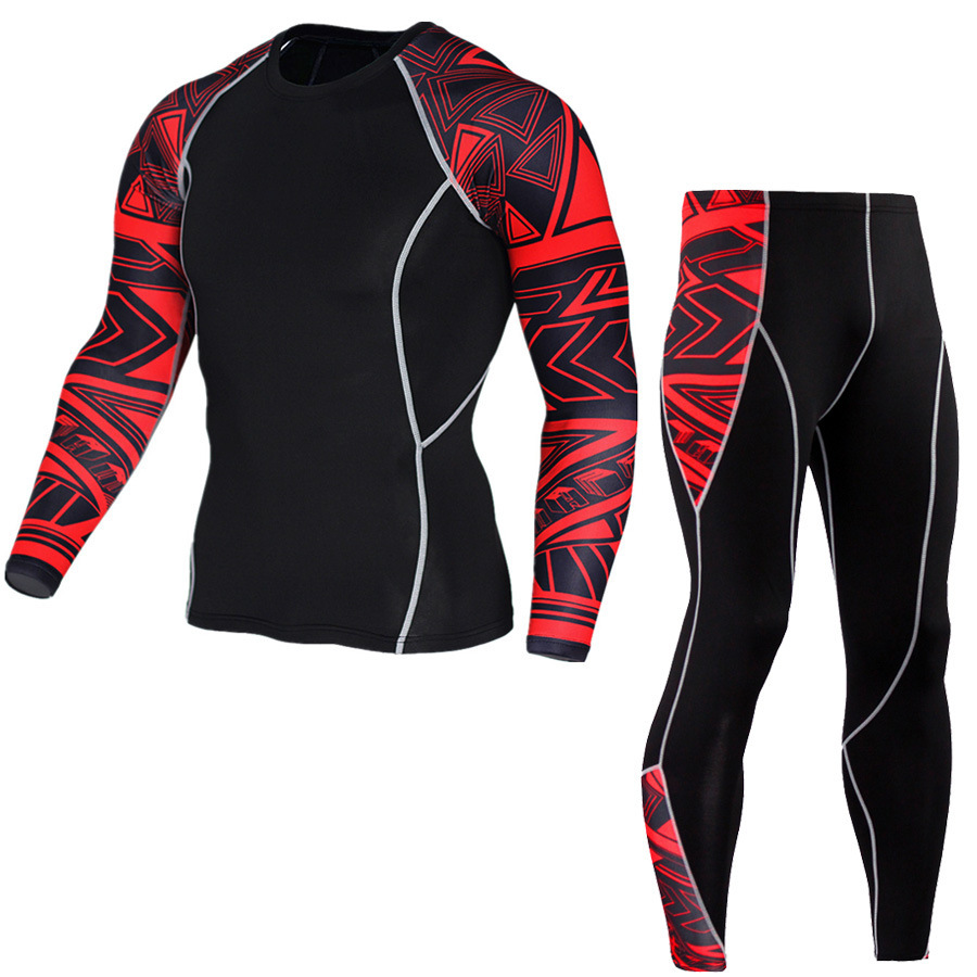 Picture of Fitness suit Men's Full Set Quick-Dry Basketball Printed Training Suit Tight Pants Running Travel Outdoor Fitness Suit