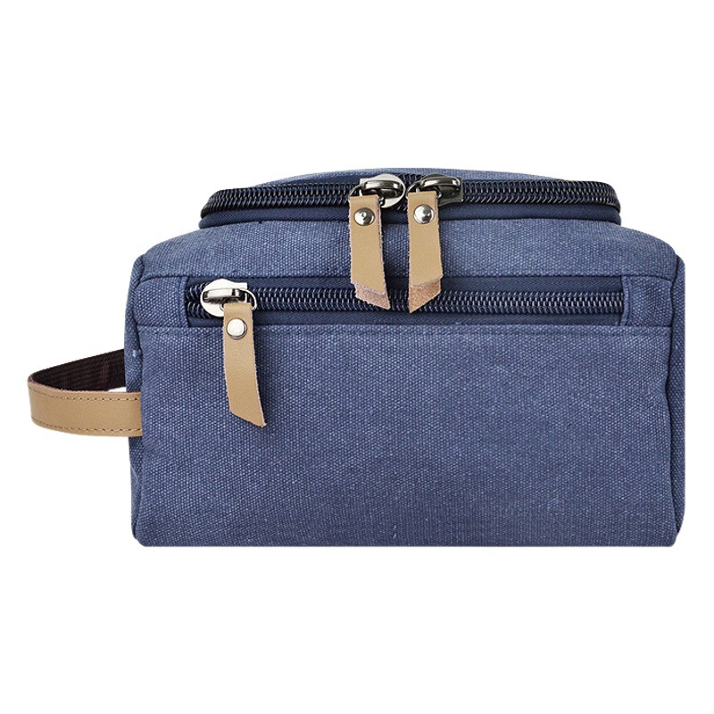 Men's Canvas Cosmetic Bag Women's Portable Portable Large Capacity Hook Multi-Layer Travel Business Aviation Toiletry Bag