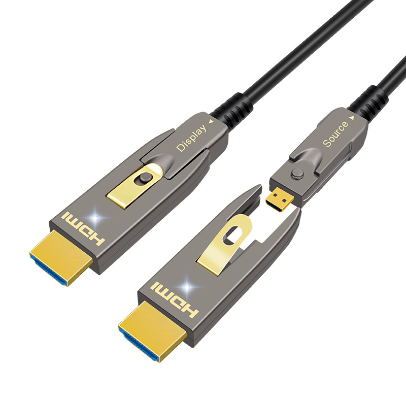 Picture of 8K HD HDMI2.1 version dual-head through-tube fiber optic cable separate detachable display conference screen cable