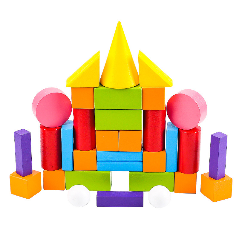 Picture of Primary School Mathematics Three-dimensional Graphics Teaching Aids Geometric Model Cylinder Rectangular Cube First Grade Shape Building Blocks