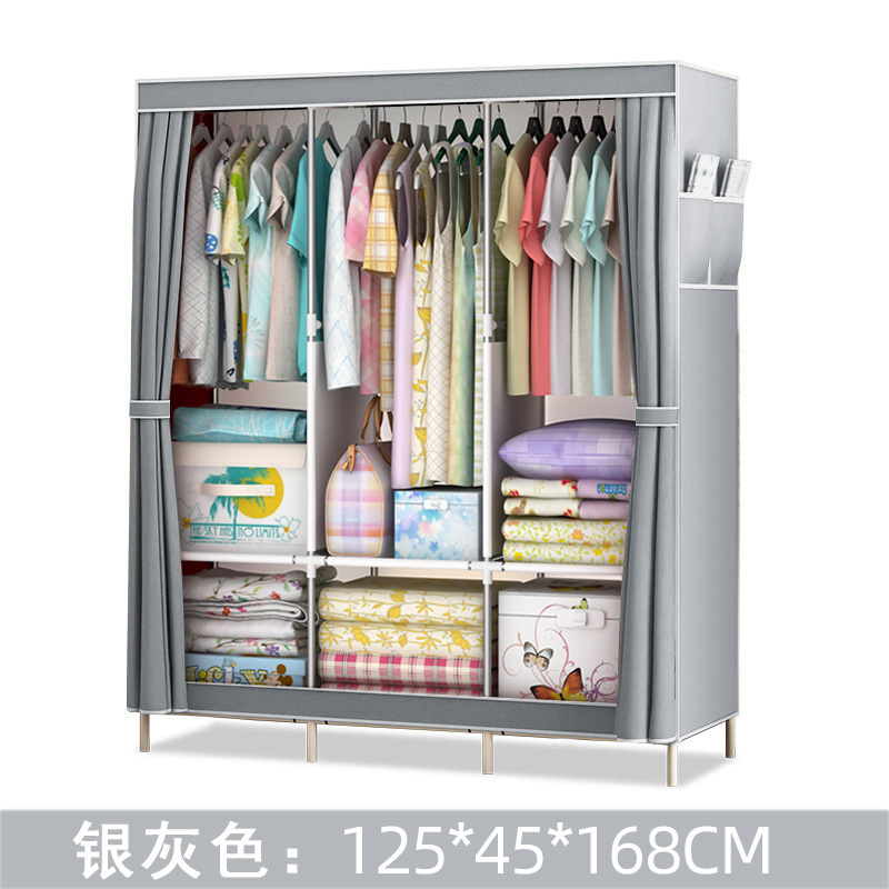 Picture of Ya Ruifan Reinforced Simple Cloth Wardrobe Storage Closet Dustproof Wardrobe Dormitory Steel Frame Reinforced Simple Modern Combination