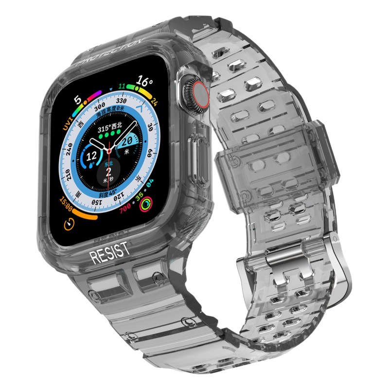 For apple watch Apple Watch Strap iwatch1 ~ 9 Generation TPU One-piece Strap Transparent Step