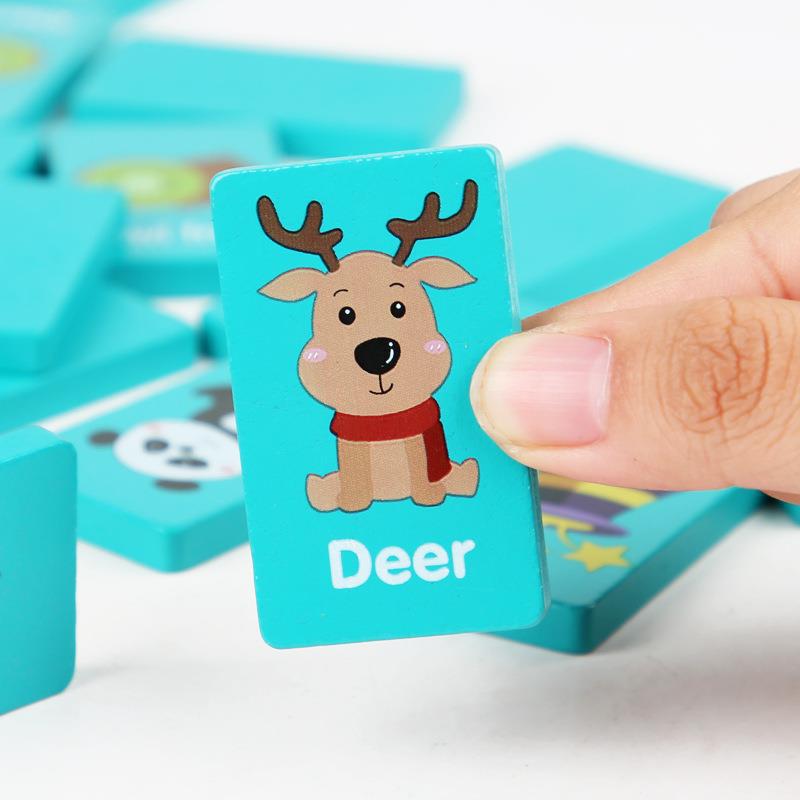 Picture of Animal Pairing Children's Early Education English Fruit Solitaire Game Dominoes Stacking Music Wooden Educational Toys