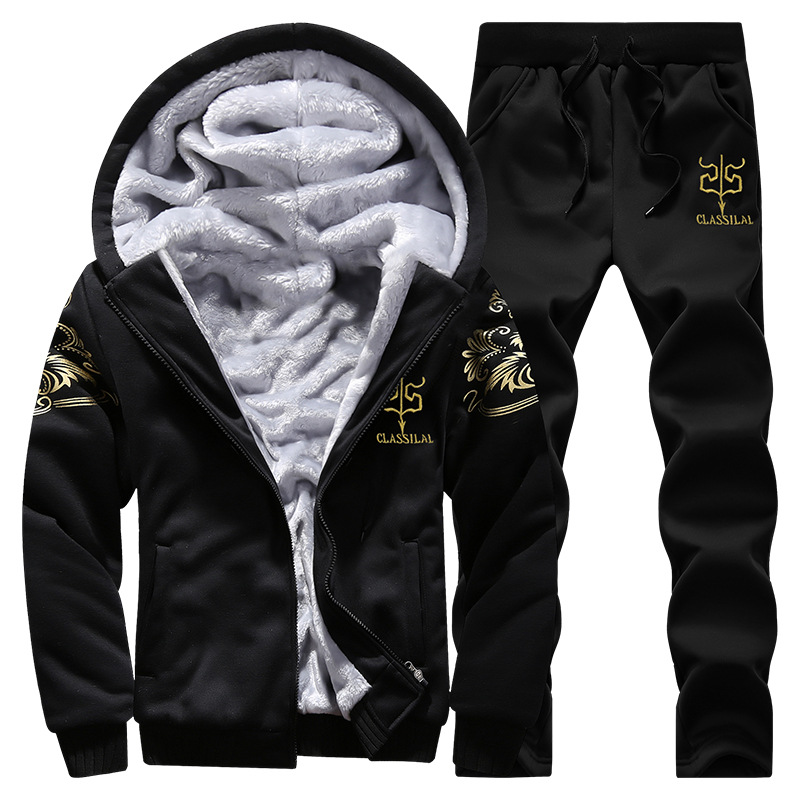 Picture of Cross-border Men's Casual suit Men's Autumn and Winter fleece-lined Warm Cotton Clothes Youth Training Sportswear Baseball Clothes