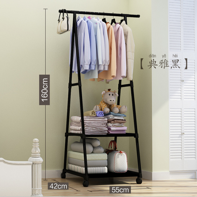 Picture of Coat Rack Triangle Coat Rack Floor Wheeled Mobile Multi-Layer Storage Rack Simple Modern Hanger Drying Rack