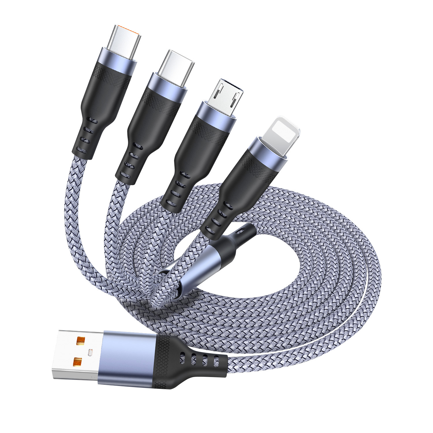 Picture of Four-in-one data cable dual typec for dual Apple Android oppo Xiaomi vivo Samsung extended charging cable