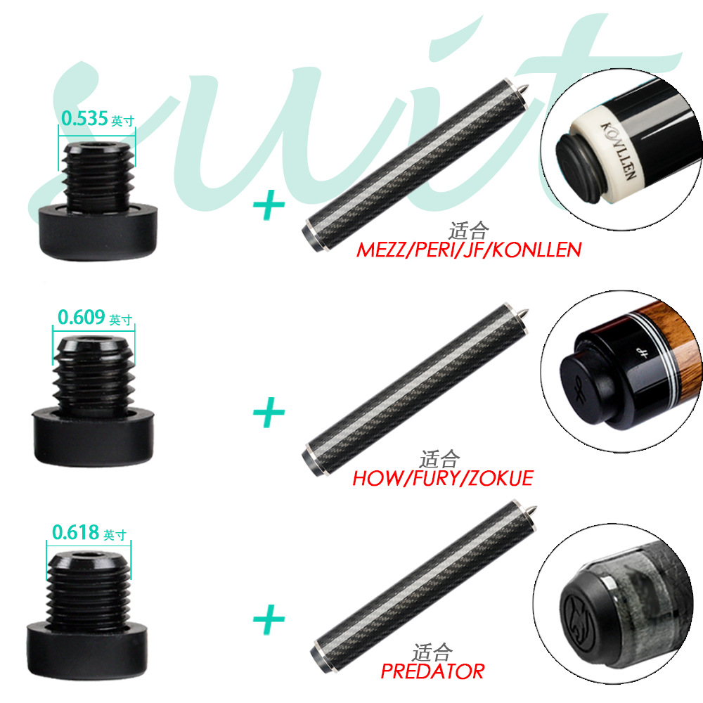 Picture of Metz Club Extension Pin Cue Jaguar Howe Nine Club Carbon Fiber Extension Pin Accessories Extension