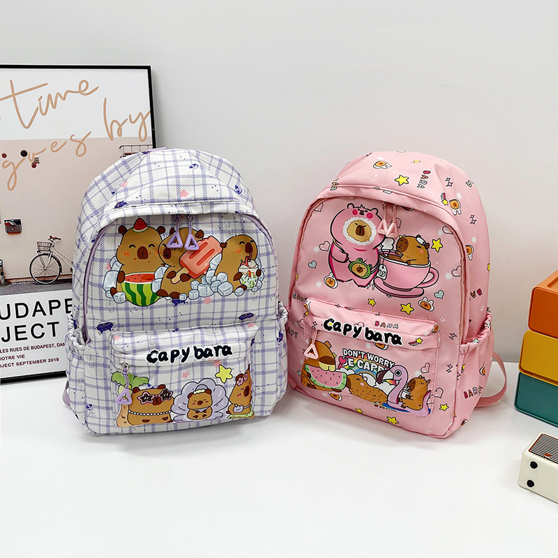Picture of 2025 New Cartoon Cute Schoolbag for Female Students Kapibala Large Capacity Backpack Backpack for Primary and Secondary School Students