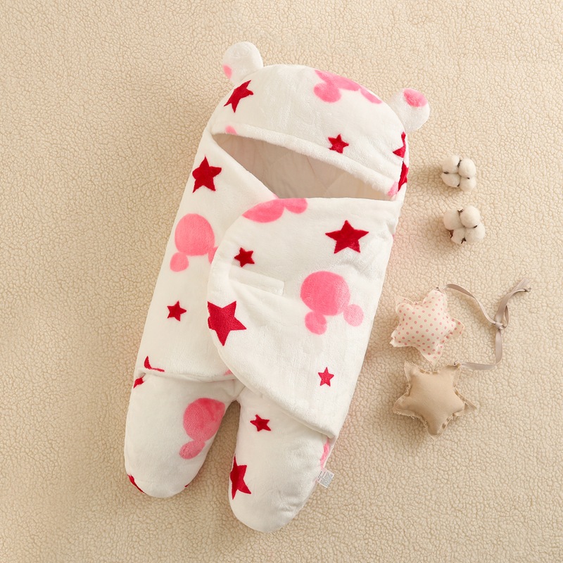 Picture of Baby Cushion Flannel Baby Sleeping Bag Thickened Split Leg Kick-proof Cushion Baby Bag Autumn and Winter Newborn Swaddle Bag