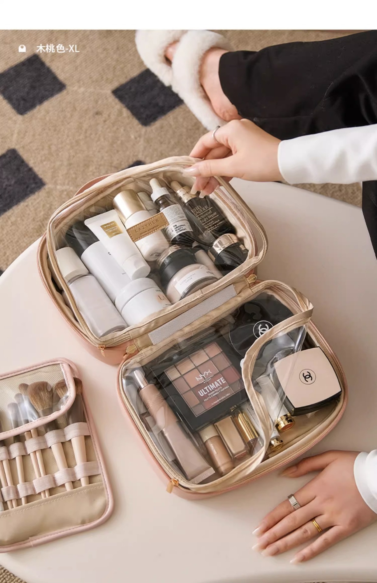 Picture of Popular PU leather cosmetic bag multi-functional home Travel storage bag portable portable makeup toiletries storage bag