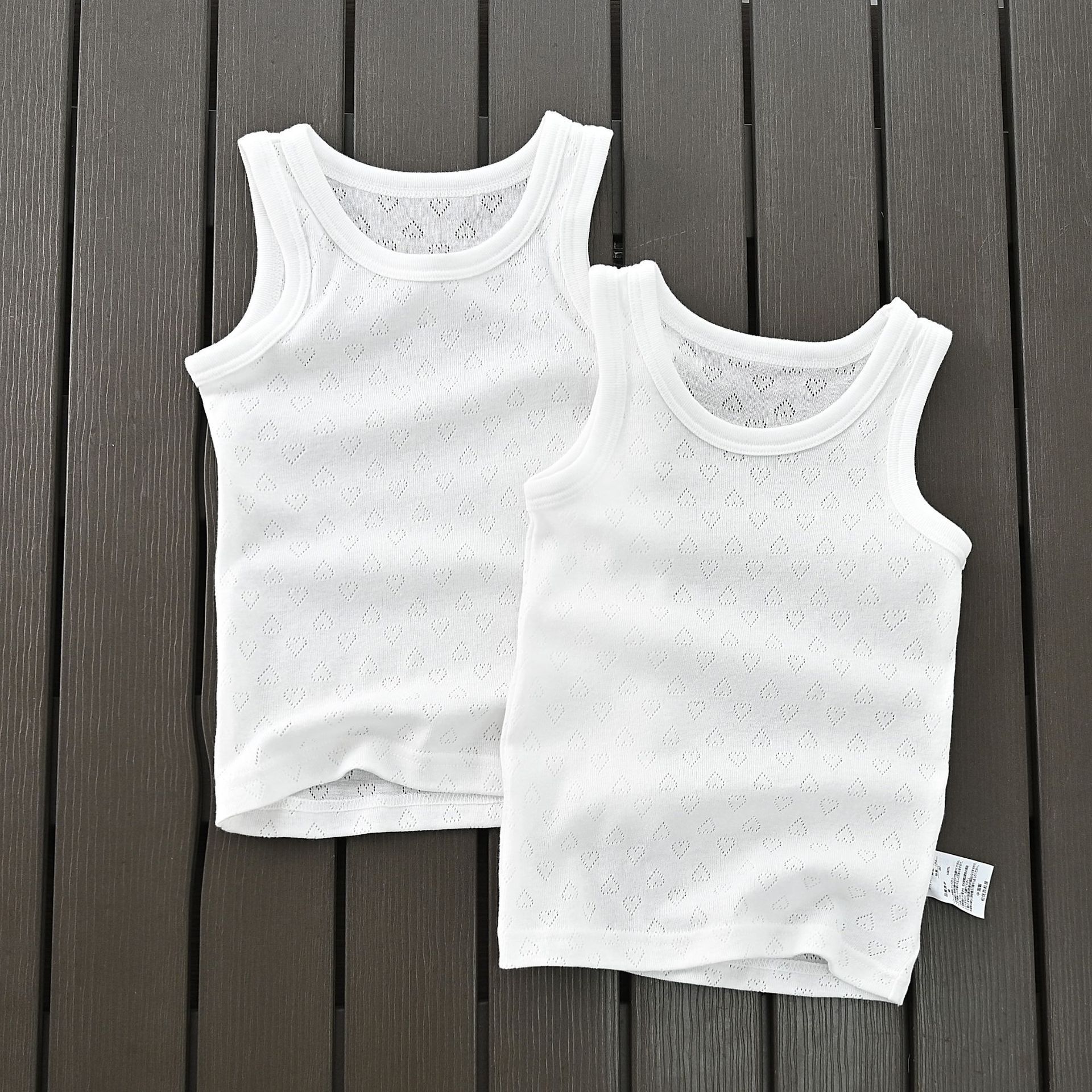 Picture of Distribution Export Kidsren's Clothing Source Factory Japanese Style Mesh Cut Out Cotton White Kidsren's Base Vest Sweat-Absorbent Men